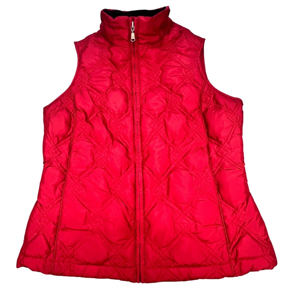 Eddie Bauer Red Diamond Quilted Goose Down Puffer Vest Womens Small